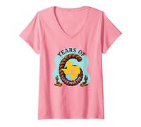 Six Years of Lone Star Divertente Regalo di Compleanno Texas Maglietta con Collo a V, Donna, Rosa, XL
