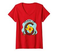 Six Years of Lone Star Divertente Regalo di Compleanno Texas Maglietta con Collo a V, Donna, Rosso, L