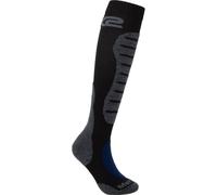 SIX2 - CALZE LUNGHE MOTO TECNICHE RINFORZATE INVERNALI MERINOS NERO/BLU