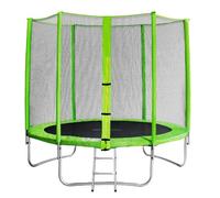 SixBros. SixJump Trampolino Elastico da Giardino 2,45 M - Trampolino per il Giardino, Set Completo Incluso Scaletta, Rete di Sicurezza & Copertura, Verde