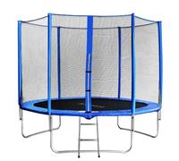 SixBros. SixJump Trampolino Elastico da Giardino 3,05 M - Trampolino per il Giardino, Set Completo Incluso Scaletta, Rete di Sicurezza & Copertura, Blu