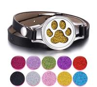 SIXDUTON Bracciale per Donna di Diffusore di Olio Essenziali, Acciaio Inossidabile Cinturino in Pelle Vita Traforato Braccialetto Profumo Aromaterapia Regolabile Gioielli (Zampa di gatto)