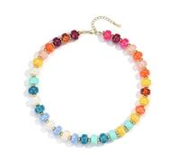 SIXDUTON Collana di perle colorate per donne e ragazze, collana girocollo corta da donna, regolabile, stile bohémien, estiva, regalo per la spiaggia e la vita quotidiana