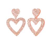 SIXDUTON Orecchini a Cuore San Valentino Donna, Glitter Acrilico Orecchini a Cuore San Valentino Eleganti Accessori Regali per Fidanzate, Mogli, Mamme (Rosa)