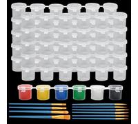 Sixfolo 60 Barattoli Vasi di Vernice Vuoti 10ml Strisce di Vernice Vuota con Coperchi Mini Contenitori Per Pittura in Plastica con 10 Pennelli per Pittura Artistica,10 Strisce