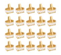 Sixfolo Mini Cestini Intrecciati con Manico e Pizzo 20 Pezzi Piccoli Cestino Fiori per Matrimonio Miniatura Cestini da Picnic Intrecciato in Legno per Decor Feste Matrimoni Casa Tavola