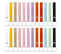 Sixfolo Portachiavi in Pelle 24 Pezzi Portachiavi Pelle per Uomo Donna Multicolore Portachiavi per Auto portachiavi Personalizzato in pelle con Anello in Metallo per Chiavi,Regali (12 Colori)