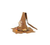 Sixfox Cappello da strega da donna in feltro marrone per costumi, cosplay, Halloween e festival dei fantasmi