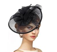 Sixfox Cappello fascinator da donna con fiore piuma e fermagli per capelli
