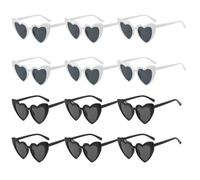 Sixfox Occhiali da sole a forma di cuore, confezione da 12 pezzi, nero e bianco retrò Cat Eye