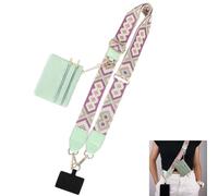 SIXHAOBU 1 Pezzo La catenina per cellulare universale con piccolo portafoglio,il cinturino per cellulare da appendere è regolabile,Cinturino Per Cellulare a Tracolla,Clip Per Cellulare(Verde)