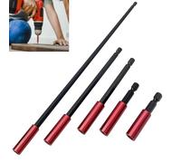 SIXHAOBU 5 Pezzi Portainserti Magnetico,portainserti Magnetico per Avvitatore,50/60/100/150/300mm Porta Inserti per Avvitatore, Prolunga Avvitatore Esagonale da 1/4” per Trapani e Avvitatori (Rosso)