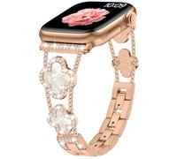 Sixmoat Cinturini Compatibile con Apple Watch Cinturino Donna 38mm 40mm 41mm 42mm 44mm 45mm 46mm 49mm, Bracciale Design con Trifoglio per iWatch Serie 11/10/9/8/7/6/5/4/3/SE/Ultra (Oro Rosa)
