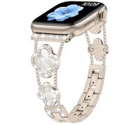 Sixmoat Cinturini Compatibile con Apple Watch Cinturino Donna 38mm 40mm 41mm 42mm 44mm 45mm 46mm 49mm, Bracciale Design con Trifoglio per iWatch Serie 11/10/9/8/7/6/5/4/3/SE/Ultra (Luce Stellare)