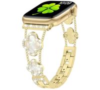 Sixmoat Cinturini Compatibile con Apple Watch Cinturino Donna 38mm 40mm 41mm 42mm 44mm 45mm 46mm 49mm, Bracciale Design con Trifoglio per iWatch Serie 11/10/9/8/7/6/5/4/3/SE/Ultra (Oro)