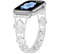 Sixmoat Compatibile con Apple Watch Cinturino Donna 42/44/45/46/49mm | Bracciale Design con Trifoglio per iWatch Serie 11/10/9/8/7/6/5/4/3/SE/Ultra (Argento)