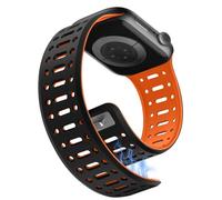 Sixmoat Magnetico Cinturini Compatibile con Apple Watch Cinturino 49/46/45/44/42mm per Uomo Donna, Traspirante Silicone Sportivo Bracciale per iWatch Ultra Serie 11 10 9 8 7 6 5 4 3 SE, Nero-Arancione