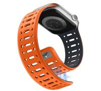 Sixmoat Magnetico Cinturini Compatibile con Apple Watch Cinturino(Serie10/11)42/41/40/38mm per Uomo Donna,Traspirante Silicone Sportivo Bracciale per iWatch Serie 11 10 9 8 7 6 5 4 3 SE, Arancio-Notte