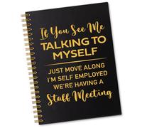 Sixrip If You See Me Talking To Myself 160 Pages Lined Spiral Notebook, Self Employed Staff Meeting Notebook, Christmas Birthday Gifts for Introvert, Humor Office Gifts for Coworker Business Owner