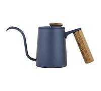 SIXRUN 350ml Bricco con Becco D'Oca, Bricco da Caffè per Stufa con Becco Lungo e Manico in Legno per Caffè a Goccia e Pour Over (BLUE)