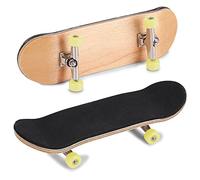 SIXRUN 5-Layer Maple Wood Finger Skateboard, Alloy Fingerboards Metal Fingerboards Pro per Alleviare lo Stress Fidget Toy (YELLOW)