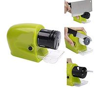 SIXRUN Affilacoltelli Elettrico di Alta qualità Strumento Professionale per Affilare Coltelli da per Coltelli Dritti e Seghettati Dimensioni Compatte (GREEN)
