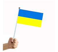 SIXRUN Bandiere a Mano Dell'Ucraina Colori Brillanti Durevoli Perfette per le Feste 100 Pezzi per Sfilate di Festival Bandiere Nazionali Ucraine 21 * 30 Cm per la Decorazione Domestica