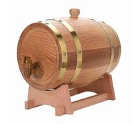 SIXRUN Barile di Vino in Rovere, Barile per Whiskey, per Rum con Rubinetto in Plastica e Supporto per la Conservazione di Vino, Whiskey, Tequila (3L)