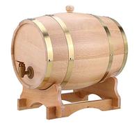 SIXRUN Barile di Vino in Rovere, Barile per Whiskey, per Rum con Rubinetto in Plastica e Supporto per la Conservazione di Vino, Whiskey, Tequila (10L)