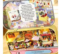 SIXRUN Box Theatre Squisito Modello Decorativo di Casa delle Bambole in Legno Fai-da-te Facile da Montare per la Decorazione Domestica (Q-008)