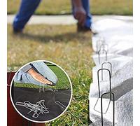 SIXRUN Chiodi per Tappeto Erboso Tipo U da 50 Pezzi, Picchetti da Prato in Acciaio Zincato per Giardinaggio, Installazione Semplice con Fondo Ad Ago Smussato, Ideali per Fissare Barriere e