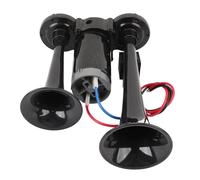 SIXRUN Clacson ad Aria Doppia Tromba 130 dB, 24V con Compressore, Metallo Cromato, per Camion Yacht Treni