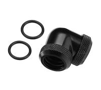 SIXRUN Curva a 90 Gradi a Doppio Tubo da 14 Mm, Raccordo in Ottone Cromato con Tenuta in Silicone per PETG di Raffreddamento Ad Acqua Costruzione PC. (BLACK)