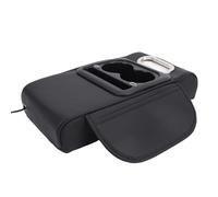 SIXRUN Cuscino per Bracciolo Auto con Portabicchieri, Imbottitura per | Copertura Console Centrale Auto in Pelle PU, Adattatore da USB a Tipo C, Adatta per SUV, Camion, Furgoni, Berline,