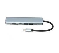 SIXRUN Hub Dock USB C 7 in 1, Lega di Alluminio 4K30Hz (GREY) | Adattatore multiporta per laptop, pass-through PD da 87 W, USB 3.0 5 Gbps, guscio grigio, viaggi in ufficio a casa