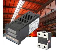 SIXRUN Kit Regolatore di Temperatura PID Digitale AC, Termostato Ad Alta Precisione con SSR da 25 A e Termocoppia Tipo M6 K da 1 M, Ideale per Applicazioni Industriali