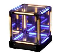 SIXRUN Luce Specchio Infinito Effetto Abisso 4D | Lampada LED Ambientale Dimmerabile, Controllo Touch, Batteria Ricaricabile 2000mAh, Struttura in Acrilico e Metallo