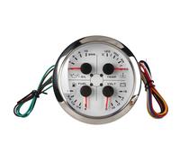 SIXRUN Manometro Multifunzionale da 85 Mm, Acciaio Inossidabile, Misuratore di Volt della Temperatura dell'acqua del Livello del Carburante della Pressione dell'olio 4in1 per Motociclette per