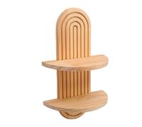 SIXRUN Mensola Sospesa in Legno Ad Boho, Doppio Portapiante Sospeso a Parete con Robusto Legno Ispessito, per Esporre Libri di Piante nel Soggiorno della Camera da Letto (Marrone chiaro)