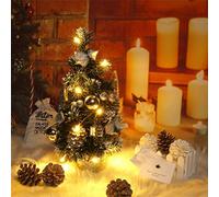 SIXRUN Mini Decorazione da Tavolo Artificiale per Albero di Natale da 40 Cm, Luce a LED per il Giorno di Natale, Materiale PVC Ignifugo, per L'arredamento Dell'ufficio Domestico (#1)