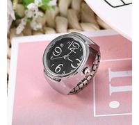 SIXRUN Orologio Ad Anello Unisex Orologio Analogico Al Quarzo in Lega di Acciaio Inossidabile per Appuntamenti Casual, Regali per Feste, Amanti, Amici, Famiglia (BLACK)
