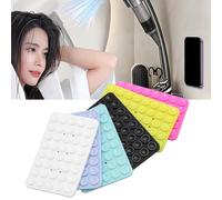 SIXRUN Portafono a Ventosa in Silicone, 6 Pezzi Supporto per Telefono Antiscivolo Doppia Faccia con 40 Ventose per Specchi Docce Smartphone