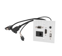 SIXRUN Presa a Parete Multimediale, Lega di Alluminio 5-in-1 con USB HD VGA 3.5mm RJ45 Porte di Rete per Casa Hotel Ufficio