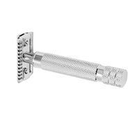 SIXRUN Rasoio Manuale di Sicurezza Vintage, Impugnatura Ergonomica per Rasatura Classica da Uomo, Regali per Saloni di Barbiere, Lega di Alluminio e Zinco, Argento, 10 Cm, per Fidanzati e Mariti (4)