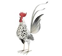 SIXRUN Scultura del Gallo di Ferro, Design Cavo Statue Decorativa Intagliata Durevole, Ornamento del Gallo Realistico per il Compleanno, Anniversario