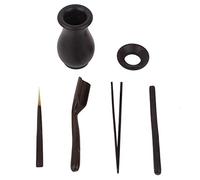 SIXRUN Set da Cerimonia del tè in bambù da Sei Pezzi con Cucchiaino da tè, Clamp/Holder da, Ago da per la Tradizionale Preparazione del, Ideale per gli Appassionati di, Materiale in Ebano