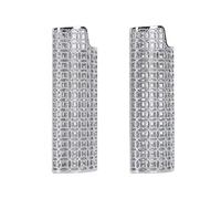SIXRUN Set per Accendino in Metallo, Elegante Protettiva Cava per Viaggi e Feste, Lega di Zinco, 2 Confezioni (SILVER)
