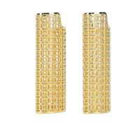 SIXRUN Set per Accendino in Metallo, Elegante Protettiva Cava per Viaggi e Feste, Lega di Zinco, 2 Confezioni (GOLD)
