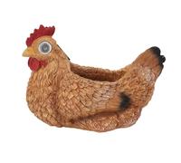 SIXRUN Solar Chicken Planter, Glowing Hen Flower Pot with Smart Light Sensing Switch for Indoor Outdoor Garden Decor, 9.1x6.3x5.3in (BROWN)
