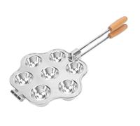 SIXRUN Stampo per Tartine, Stampo per Dolci Riusabile in Lega di Alluminio con 7 Fori e Manico in Legno per Mini Cake, Tart e Budini